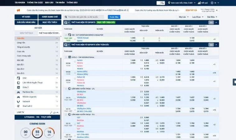 Cách Chơi Thể Thao Điện Tử Tại 123Win Và Thống Lĩnh Mọi Kèo Cược 2 Bảng kèo cá cược Thể Thao Điện Tử Tại 123Win