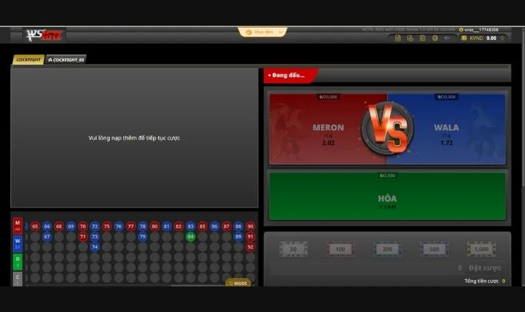 Các cửa cược tại sảnh Đá Gà WS168 Tại 123Win