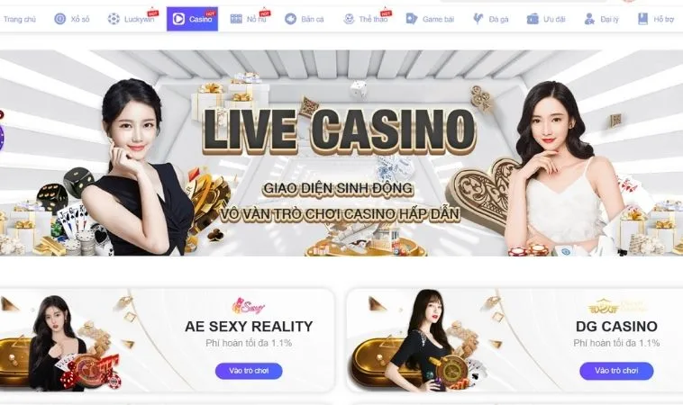 Sảnh Casino Online 123WIN thiết kế giao diện đẹp, chuyên nghiệp